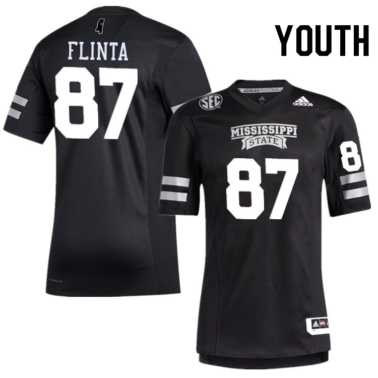 Youth #87 Logan Flinta Mississippi State Bulldogs College Football Jerseys Stitched-Black